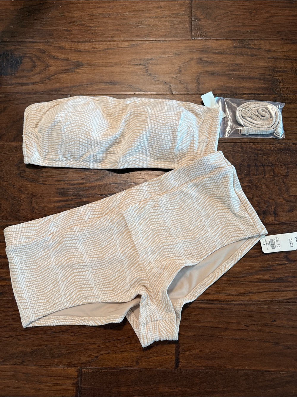 aerie Cream Textured Bikini Top with Removable Straps